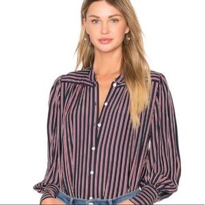 FRAME DENIM STRIPED SILK SHIRT SMALL